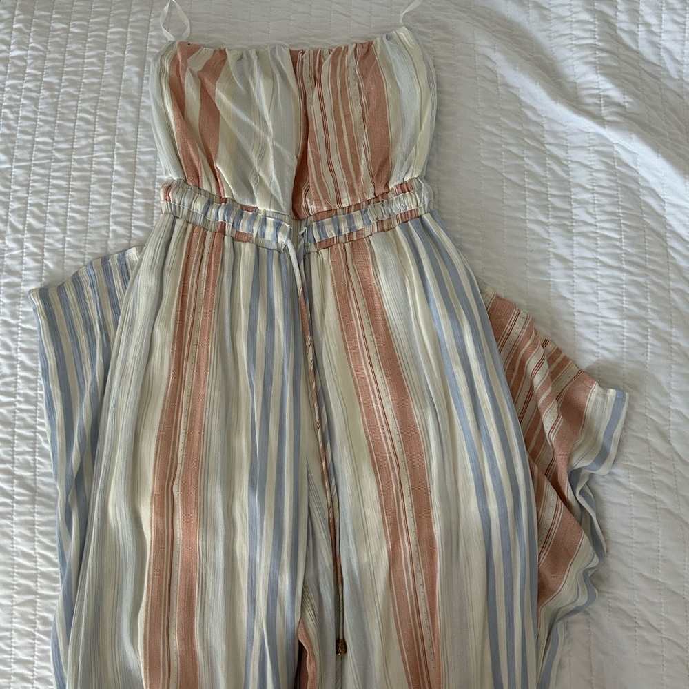 Stylish Blue and Red Striped Jumpsuit